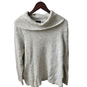 Talbots Cozy Cream Sweater Speckled with Cowl Turtle Neck XL Petite